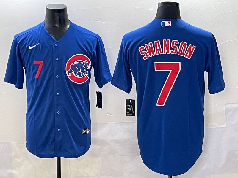 Men 2025 Chicago Cubs #7 Swanson Blue Game Nike MLB Jersey style 1